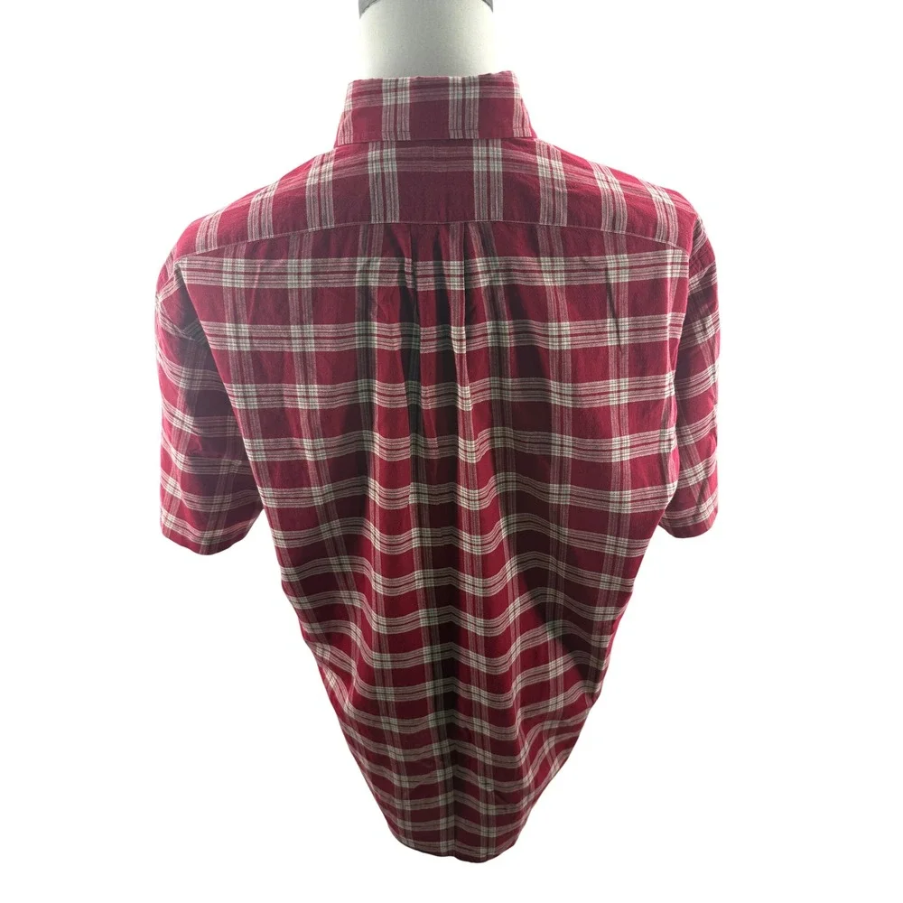 Polo Ralph Lauren Blaire Mens Red White Plaid Short Sleeve Button Down Shirt Med